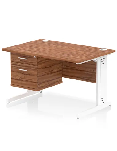 Dynamic Impulse 1200 x 800mm Straight Office Desk Walnut Top Cable Managed 1 x 2 Drawer Fixed Pedestal MI002013
