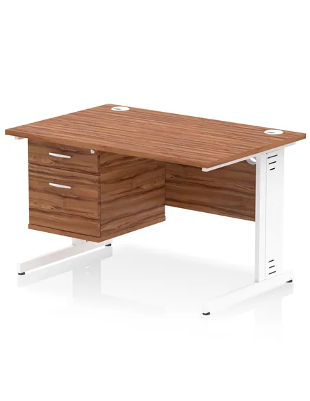 Dynamic Impulse 1200 x 800mm Straight Office Desk Walnut Top Cable Managed 1 x 2 Drawer Fixed Pedestal MI002013