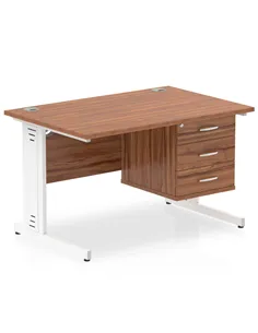 Dynamic Impulse 1200 x 800mm Straight Office Desk Walnut Top Cable Managed 1 x 3 Drawer Fixed Pedestal MI002021 2
