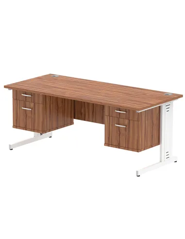 Dynamic Impulse 1800 x 800mm Straight Office Desk Walnut Top Cable Managed 2 x 2 Drawer Fixed Pedestal MI002032