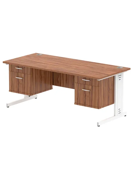 Dynamic Impulse 1800 x 800mm Straight Office Desk Walnut Top Cable Managed 2 x 2 Drawer Fixed Pedestal MI002032