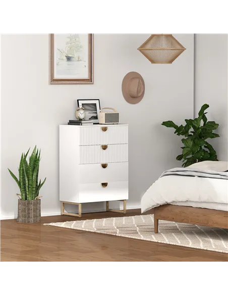 HOMCOM Elegant Chest of Four Drawers - White