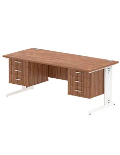 Dynamic Impulse 1800 x 800mm Straight Office Desk Walnut Top Cable Managed 2 x 3 Drawer Fixed Pedestal MI002040