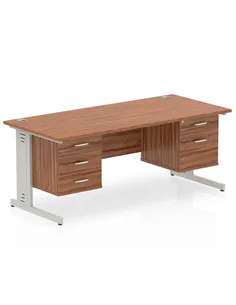 Dynamic Impulse 1800 x 800mm Straight Office Desk Walnut Top Cable Managed 1 x 2 Drawer 1 x 3 Drawer Fixed Pedestal MI002044 2