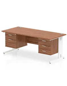 Dynamic Impulse 1600 x 800mm Straight Office Desk Walnut Top Cable Managed 1 x 2 Drawer 1 x 3 Drawer Fixed Pedestal MI002047