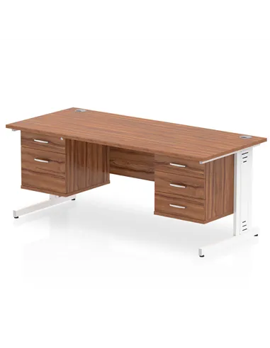 Dynamic Impulse 1600 x 800mm Straight Office Desk Walnut Top Cable Managed 1 x 2 Drawer 1 x 3 Drawer Fixed Pedestal MI002047