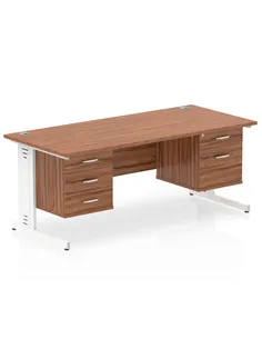Dynamic Impulse 1800 x 800mm Straight Office Desk Walnut Top Cable Managed 1 x 2 Drawer 1 x 3 Drawer Fixed Pedestal MI002048 2