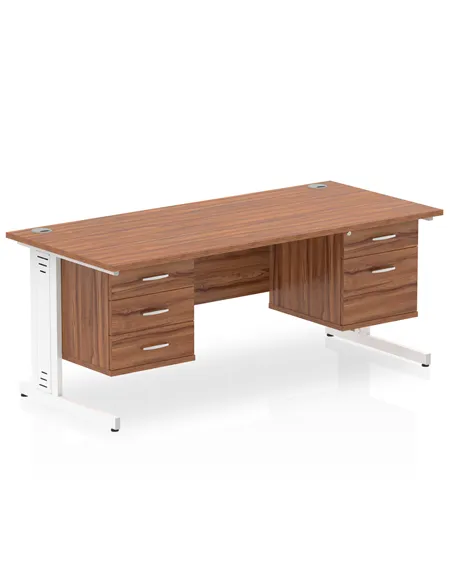 Dynamic Impulse 1800 x 800mm Straight Office Desk Walnut Top Cable Managed 1 x 2 Drawer 1 x 3 Drawer Fixed Pedestal MI002048