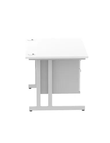 Dynamic Impulse 1200 x 800mm Straight Office Desk White Top Cantilever 1 x 2 Drawer Fixed Pedestal MI002205