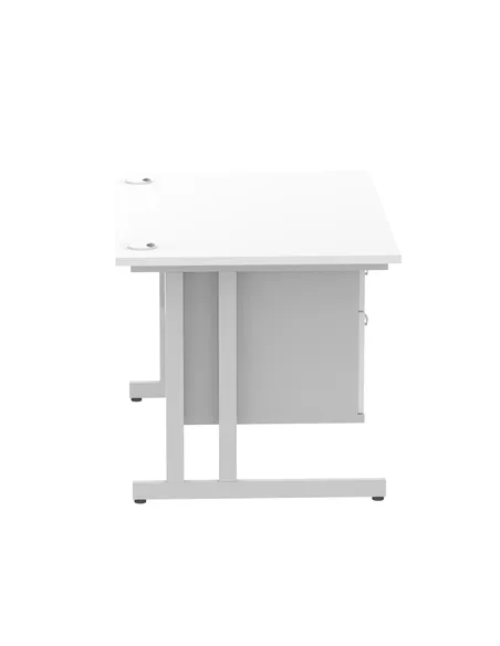 Dynamic Impulse 1200 x 800mm Straight Office Desk White Top Cantilever 1 x 2 Drawer Fixed Pedestal MI002205
