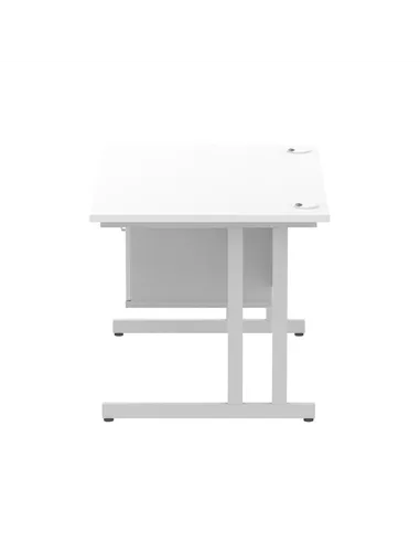 Dynamic Impulse 1200 x 800mm Straight Office Desk White Top Cantilever 1 x 2 Drawer Fixed Pedestal MI002205