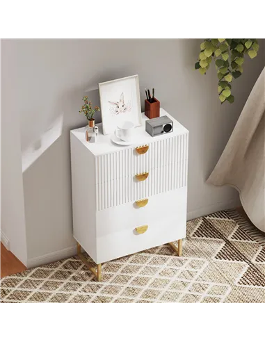 HOMCOM Elegant Chest of Four Drawers - White