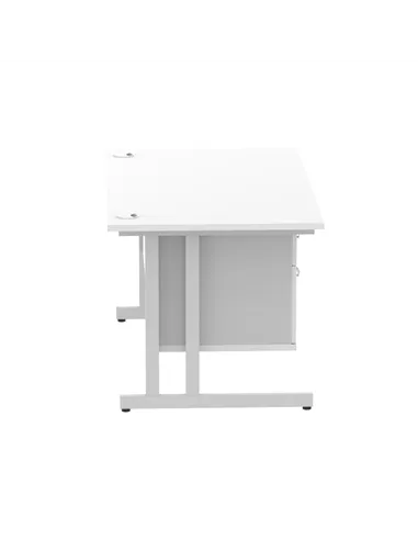 Dynamic Impulse 1400 x 800mm Straight Office Desk White Top Cantilever 1 x 2 Drawer Fixed Pedestal MI002206