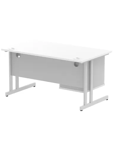 Dynamic Impulse 1400 x 800mm Straight Office Desk White Top Cantilever 1 x 2 Drawer Fixed Pedestal MI002206