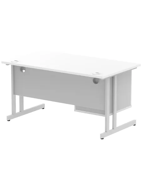Dynamic Impulse 1400 x 800mm Straight Office Desk White Top Cantilever 1 x 2 Drawer Fixed Pedestal MI002206