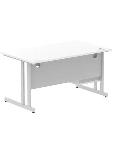 Dynamic Impulse 1400 x 800mm Straight Office Desk White Top Cantilever 1 x 2 Drawer Fixed Pedestal MI002206