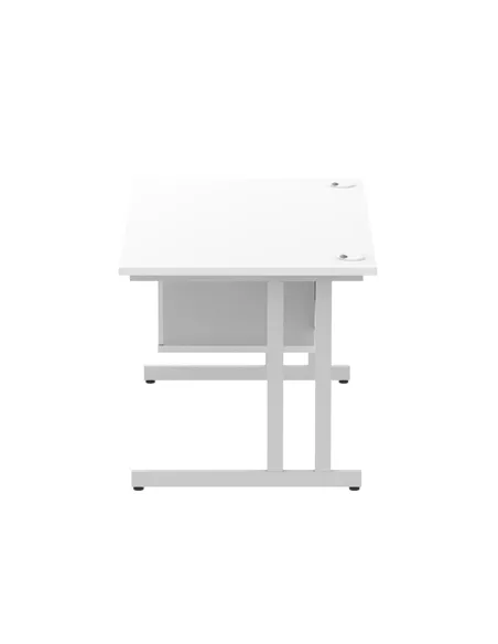 Dynamic Impulse 1400 x 800mm Straight Office Desk White Top Cantilever 1 x 2 Drawer Fixed Pedestal MI002206
