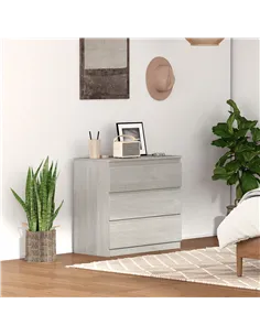 HOMCOM Chest of Three Drawers - Grey Wood Effect 2