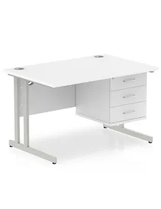 Dynamic Impulse 1200 x 800mm Straight Office Desk White Top Cantilever 1 x 3 Drawer Fixed Pedestal MI002213 2