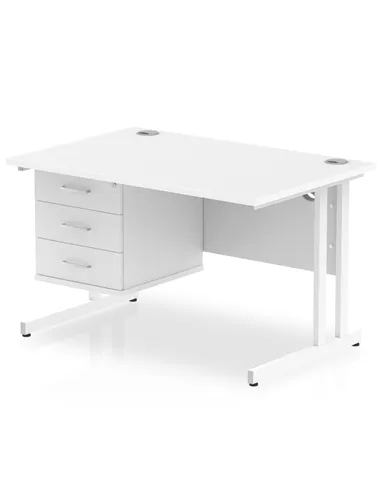 Dynamic Impulse 1200 x 800mm Straight Office Desk White Top Cantilever 1 x 3 Drawer Fixed Pedestal MI002217