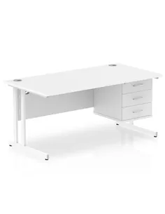 Dynamic Impulse 1600 x 800mm Straight Office Desk White Top Cantilever 1 x 3 Drawer Fixed Pedestal MI002219 2