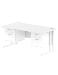 Dynamic Impulse 1600 x 800mm Straight Office Desk White Top Cantilever 2 x 2 Drawer Fixed Pedestal MI002227