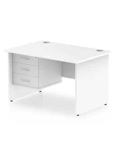 Dynamic Impulse 1200 x 800mm Straight Office Desk White Top Panel End 1 x 3 Drawer Fixed Pedestal MI002254