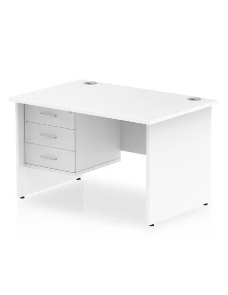 Dynamic Impulse 1200 x 800mm Straight Office Desk White Top Panel End 1 x 3 Drawer Fixed Pedestal MI002254