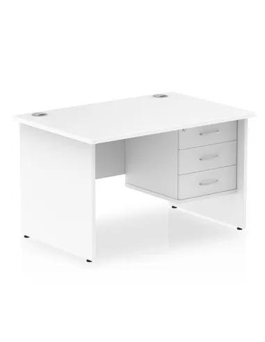 Dynamic Impulse 1200 x 800mm Straight Office Desk White Top Panel End 1 x 3 Drawer Fixed Pedestal MI002254