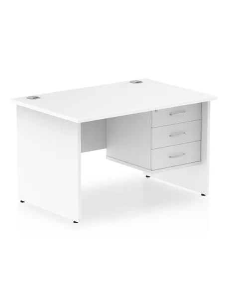 Dynamic Impulse 1200 x 800mm Straight Office Desk White Top Panel End 1 x 3 Drawer Fixed Pedestal MI002254