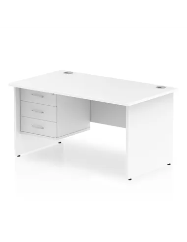 Dynamic Impulse 1400 x 800mm Straight Office Desk White Top Panel End 1 x 3 Drawer Fixed Pedestal MI002255