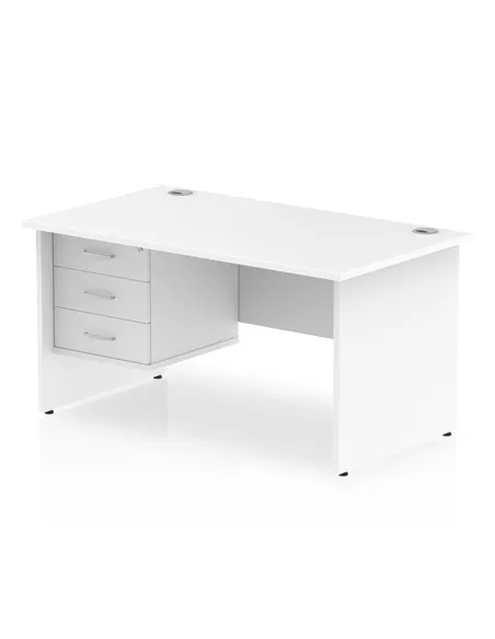 Dynamic Impulse 1400 x 800mm Straight Office Desk White Top Panel End 1 x 3 Drawer Fixed Pedestal MI002255
