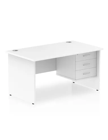Dynamic Impulse 1400 x 800mm Straight Office Desk White Top Panel End 1 x 3 Drawer Fixed Pedestal MI002255
