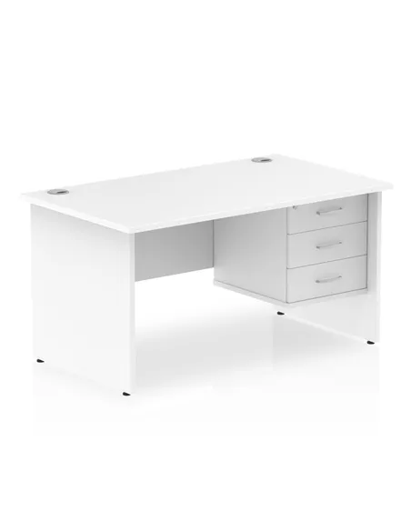 Dynamic Impulse 1400 x 800mm Straight Office Desk White Top Panel End 1 x 3 Drawer Fixed Pedestal MI002255