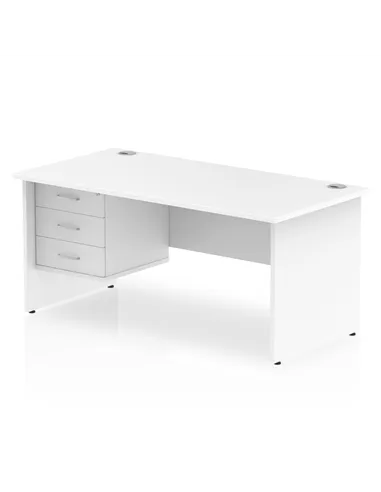Dynamic Impulse 1600 x 800mm Straight Office Desk White Top Panel End 1 x 3 Drawer Fixed Pedestal MI002256
