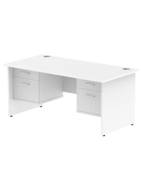 Dynamic Impulse 1600 x 800mm Straight Office Desk White Top Panel End 2 x 2 Drawer Fixed Pedestal MI002260