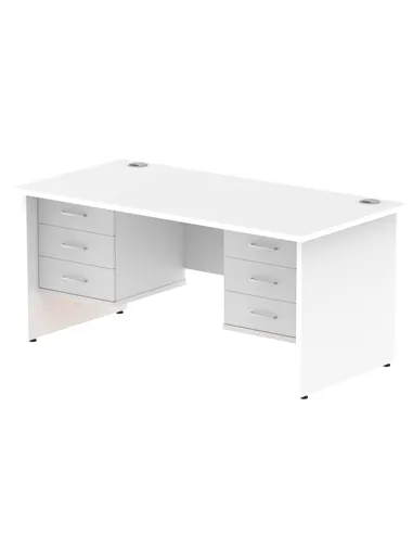 Dynamic Impulse 1600 x 800mm Straight Office Desk White Top Panel End 2 x 3 Drawer Fixed Pedestal MI002264