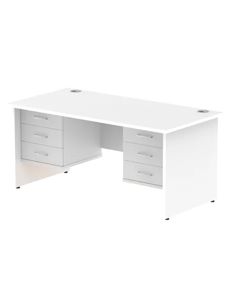 Dynamic Impulse 1600 x 800mm Straight Office Desk White Top Panel End 2 x 3 Drawer Fixed Pedestal MI002264