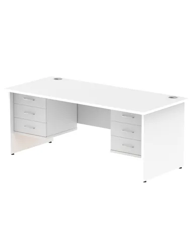 Dynamic Impulse 1800 x 800mm Straight Office Desk White Top Panel End 2 x 3 Drawer Fixed Pedestal MI002265