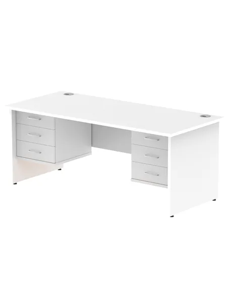 Dynamic Impulse 1800 x 800mm Straight Office Desk White Top Panel End 2 x 3 Drawer Fixed Pedestal MI002265
