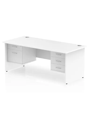 Dynamic Impulse 1600 x 800mm Straight Office Desk White Top Panel End 1 x 2 Drawer 1 x 3 Drawer Fixed Pedestal MI002268