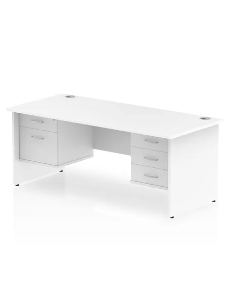 Dynamic Impulse 1600 x 800mm Straight Office Desk White Top Panel End 1 x 2 Drawer 1 x 3 Drawer Fixed Pedestal MI002268
