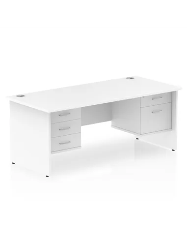 Dynamic Impulse 1600 x 800mm Straight Office Desk White Top Panel End 1 x 2 Drawer 1 x 3 Drawer Fixed Pedestal MI002268