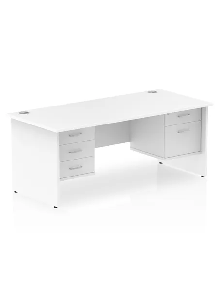 Dynamic Impulse 1600 x 800mm Straight Office Desk White Top Panel End 1 x 2 Drawer 1 x 3 Drawer Fixed Pedestal MI002268