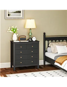 HOMCOM Elegant Chest of Five Drawers - Black 2