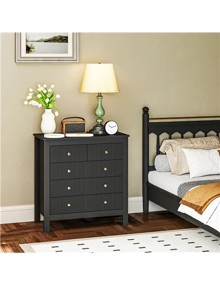 HOMCOM Elegant Chest of Five Drawers - Black