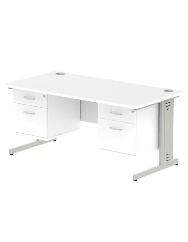 Dynamic Impulse 1600 x 800mm Straight Office Desk White Top Cable Managed 2 x 2 Drawer Fixed Pedestal MI002303