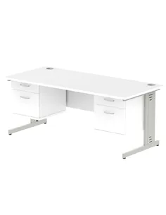 Dynamic Impulse 1800 x 800mm Straight Office Desk White Top Cable Managed 2 x 2 Drawer Fixed Pedestal MI002304