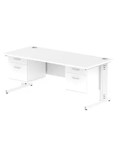 Dynamic Impulse 1800 x 800mm Straight Office Desk White Top Cable Managed 2 x 2 Drawer Fixed Pedestal MI002308