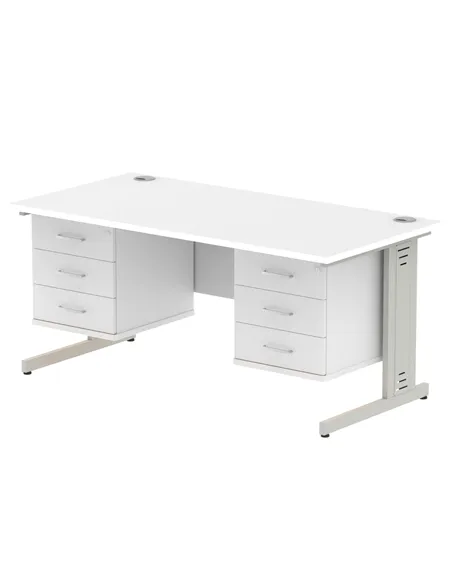 Dynamic Impulse 1600 x 800mm Straight Office Desk White Top Cable Managed 2 x 3 Drawer Fixed Pedestal MI002311